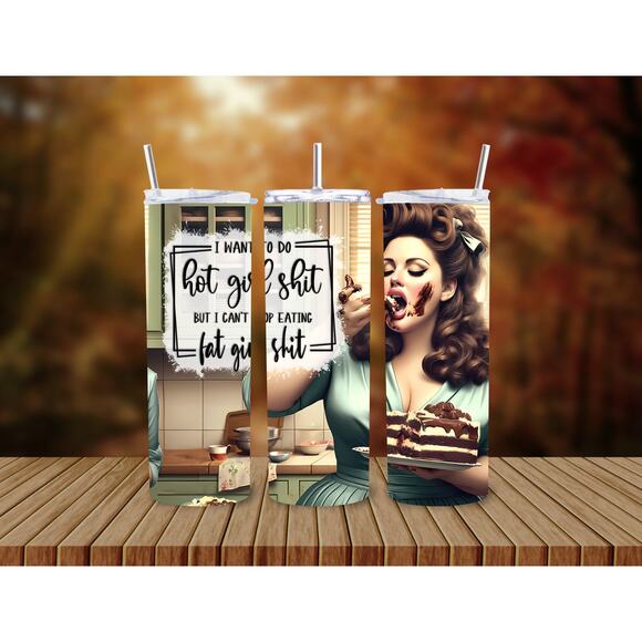 Funny Cake-Lover's Tumbler, Sassy Sarcastic Tumbler, Vintage-Inspired Humor - Picture 1 of 7